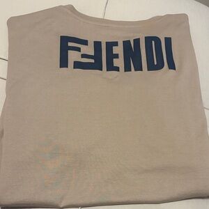 Fendi Olive Green Tee with Bold Logo